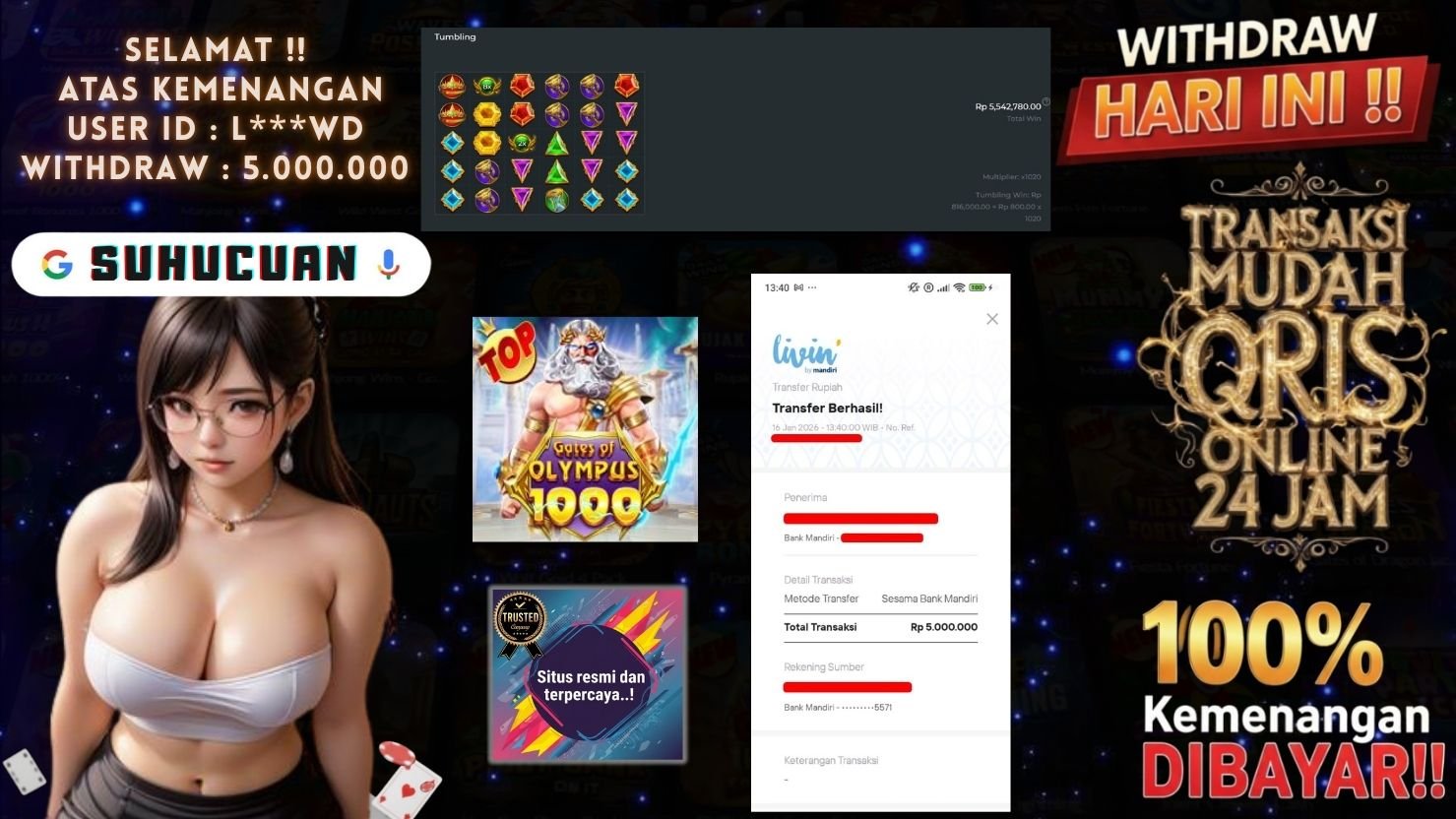 SUHUCUAN JACKPOT SLOT GATES OF OLYMPUS 1000